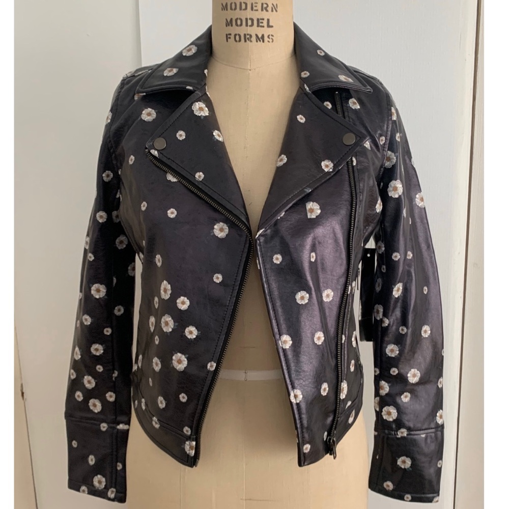 *NWT PRINTED LEATHER JACKET (faux)